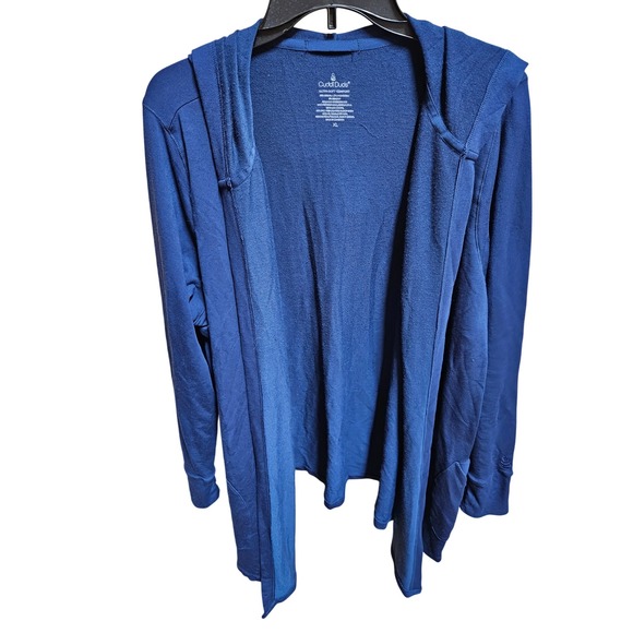 Cuddl Duds Womens XL Blue Open Front Long Sleeve Hooded Cardigan - Picture 1 of 3